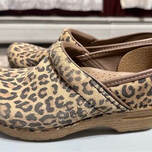 Dansko Tan Leopard Print Women's Mules